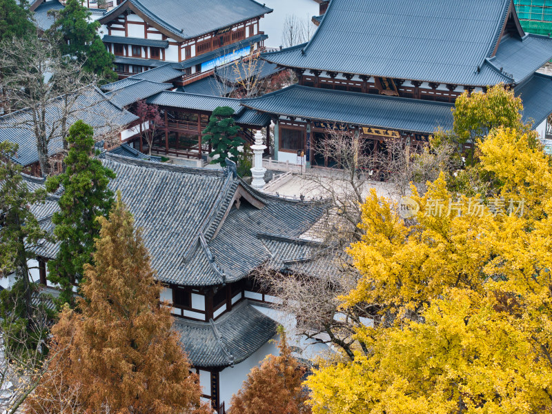 航拍杭州径山寺