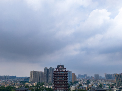 眉山远景楼天空风景航拍图