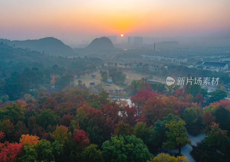 苏州天平山初秋航拍