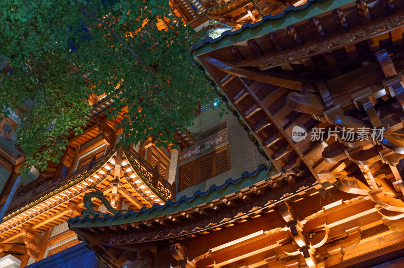 广州大佛寺中式传统仿古建筑夜景灯光