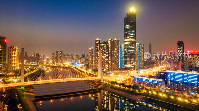 湖北武汉汉江月湖桥城市夜景