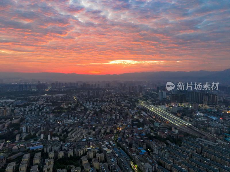 怀化城市清晨航拍图