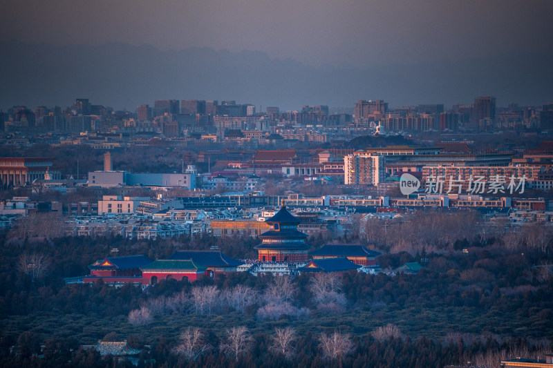 北京天坛古建筑及周边城市全景