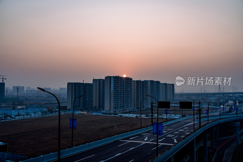 余杭区城市落日