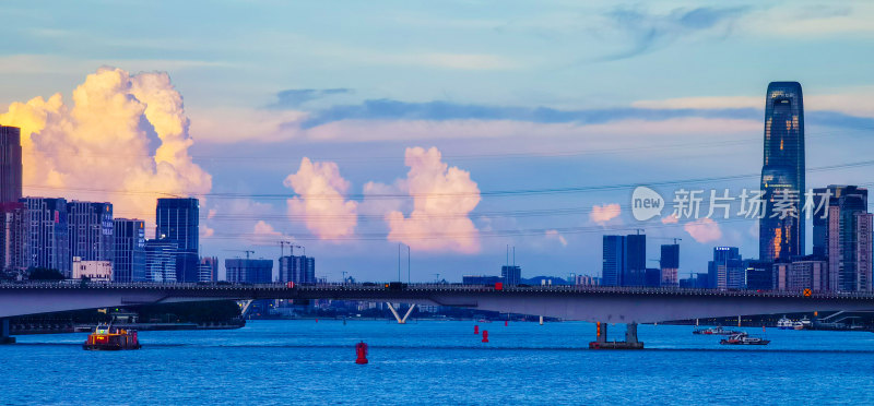 广州市华南大桥和珠江江景