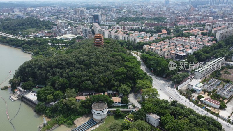 航拍广东省东莞市企石镇城市风光