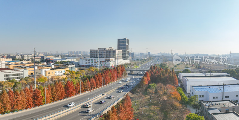 航拍江苏苏州昆山北部城市工业区风光