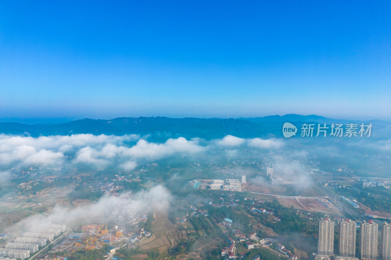 城市清晨云海风景航拍摄影图