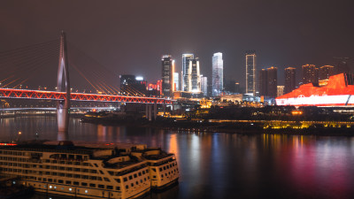 重庆千厮门嘉陵江大桥夜景