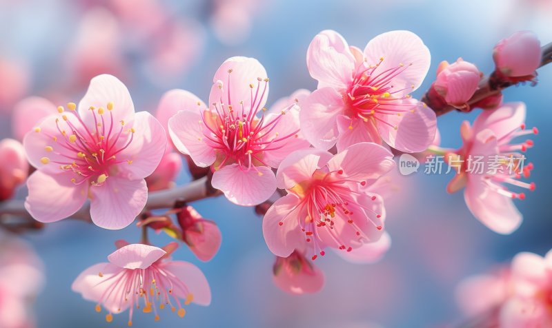 春日桃花盛开浪漫花朵清新花海背景