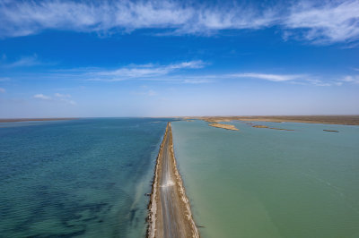 青海西台吉乃尔湖双色湖高空航拍