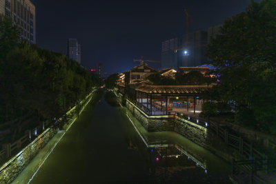 杭州胜利河美食街夜景