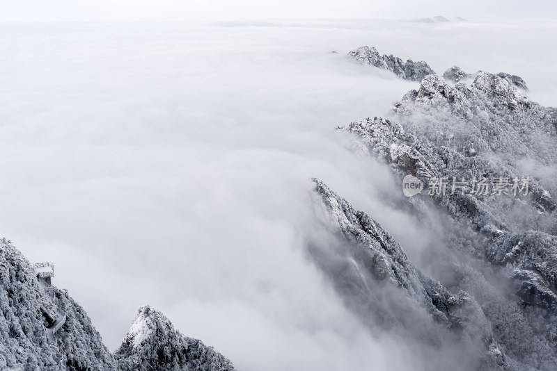 山川大雪云海大气航拍