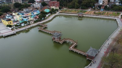 航拍广东省东莞市横沥镇山厦村