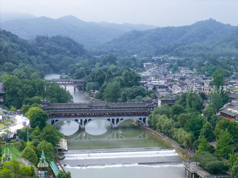 成都市崇州街子古镇航拍