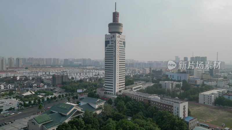 航拍山东济宁地标通信大厦