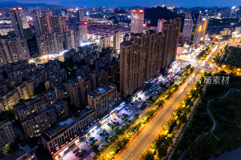 宜春城市夜景交通航拍图