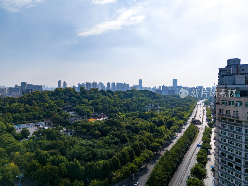 武汉辛亥革命纪念馆周边建筑交通航拍图