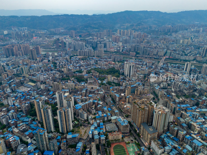 达州通川区城市建设航拍图