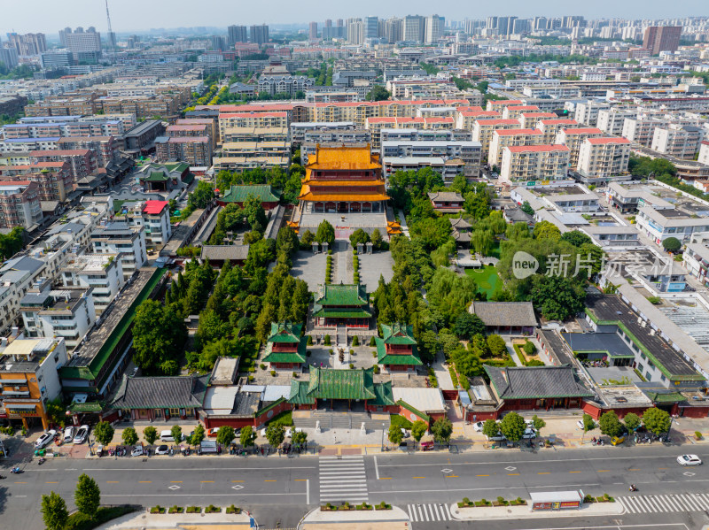 航拍夏季许昌文庙春秋楼关圣殿景区古建筑