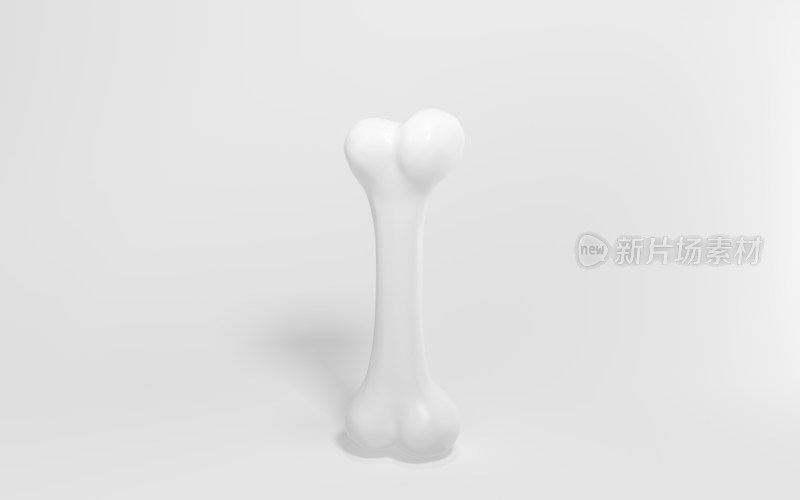 白色背景下的骨头 3D渲染