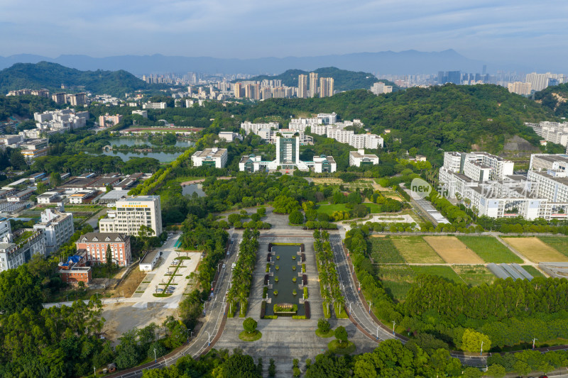 航拍福州福建农林大学校园风光
