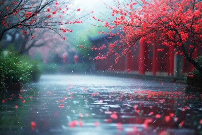 雨水背景自然风景植物