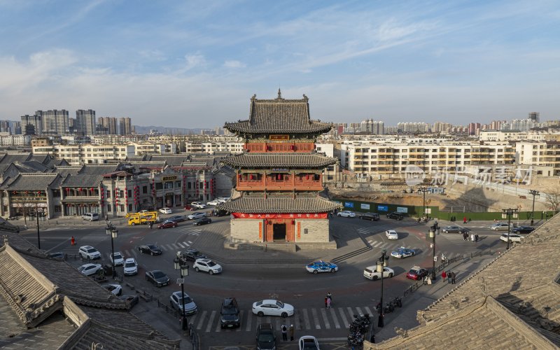 山西省大同市大同古城地标建筑航拍