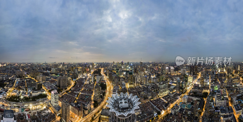 城市外滩中心夜景俯瞰全景