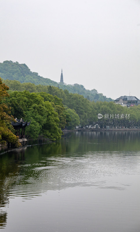 杭州西湖孤山看保俶塔倒影景观