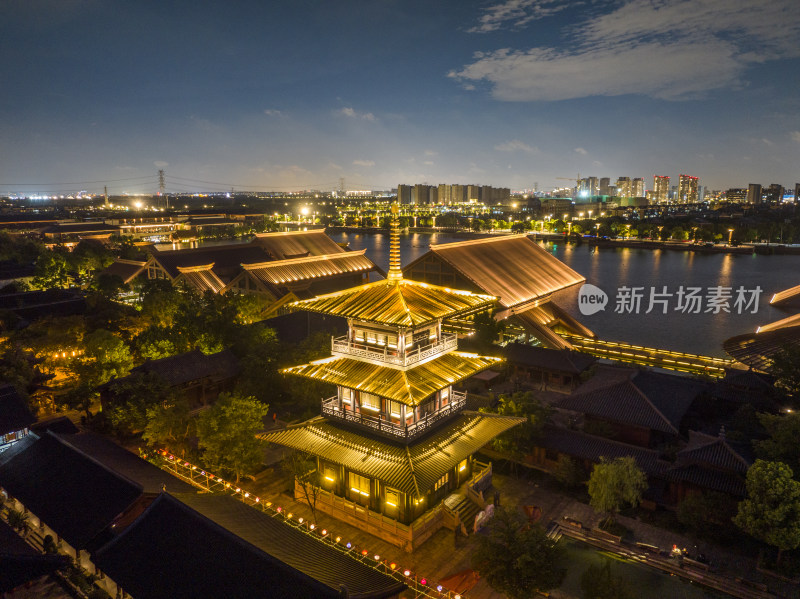 上海松江广富林文化遗址夜晚夜景