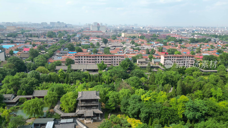 航拍山东潍坊青州古城偶园