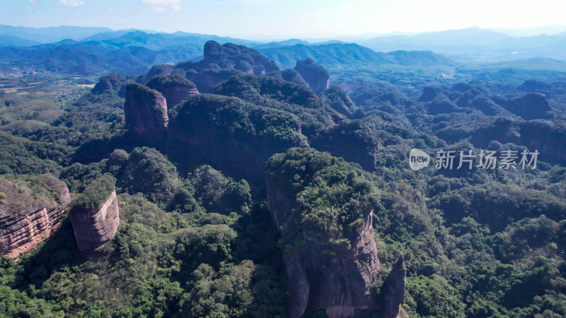 广东丹霞山5A景区丹霞地貌航拍