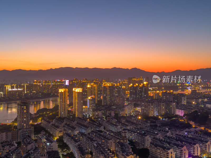 航拍福州中洲岛夜景