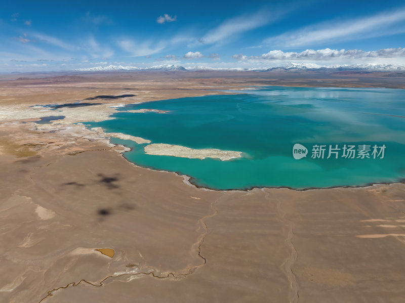 西藏那曲地区无人区达则措雪山湖泊高空航拍