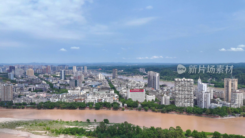 航拍四川乐山城市建设乐山大景摄影图