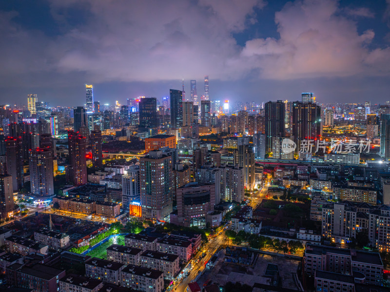 航拍上海城市夜景