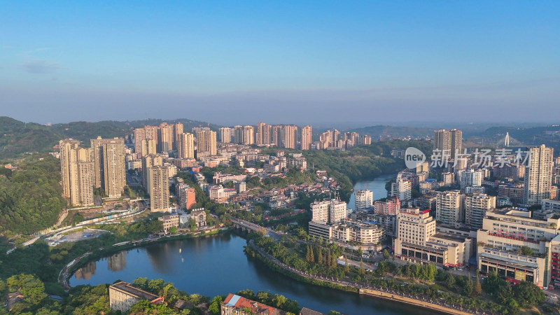 航拍四川自贡大景自贡城市建设摄影图