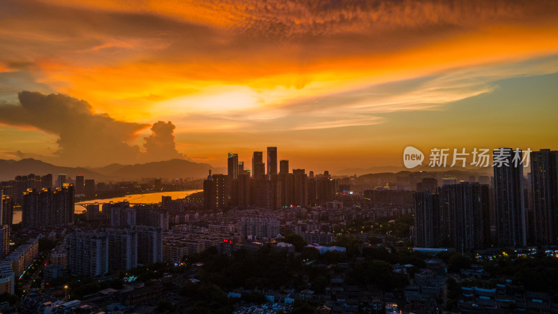 夕阳福州城市风光