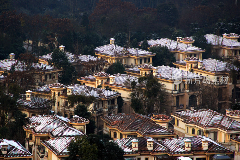 中国四川省成都市温江区下雪的场景