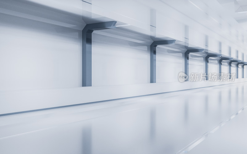 白色未来感隧道3D渲染