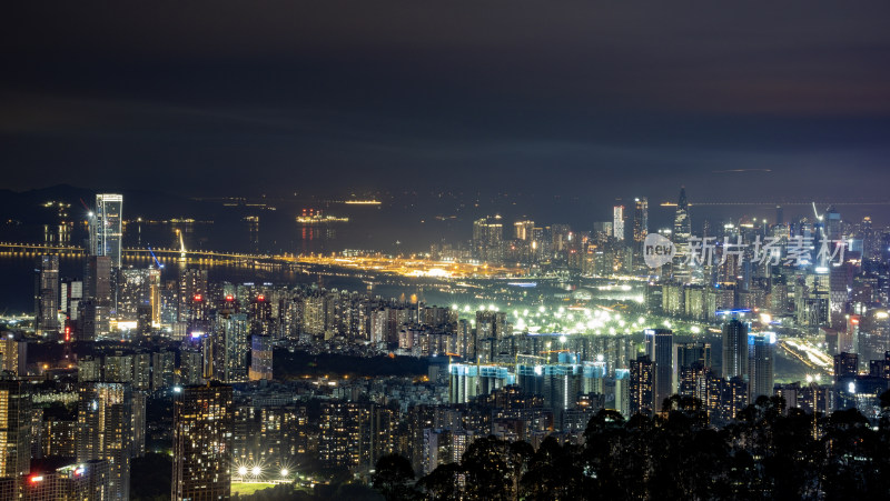 城市夜景鸟瞰全景