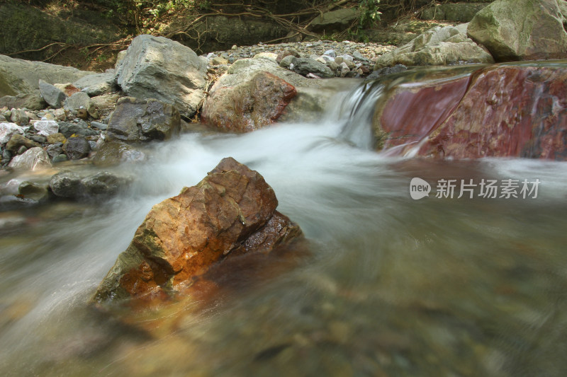 慢速快门的丝滑泉水