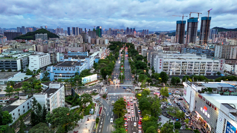 广东深圳城市交通航拍图