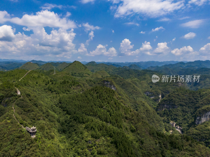 大自然山川蓝天白云天空航拍图