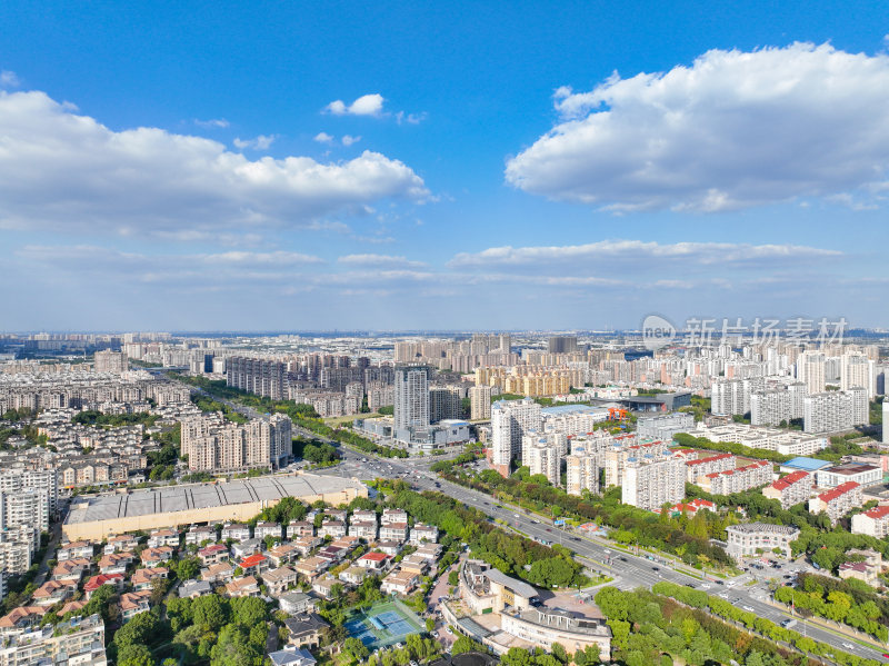 航拍昆山城市大景风光