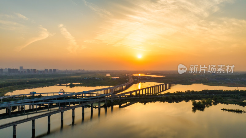 湖北省武汉市府河机场高速区域航拍