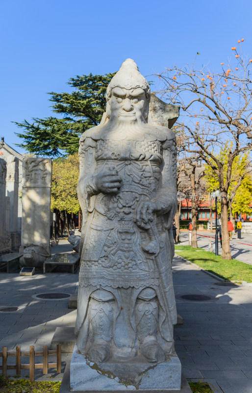 秋天北京五塔寺建筑石刻石雕像风光