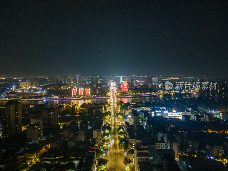 四川德阳夜景交通航拍图