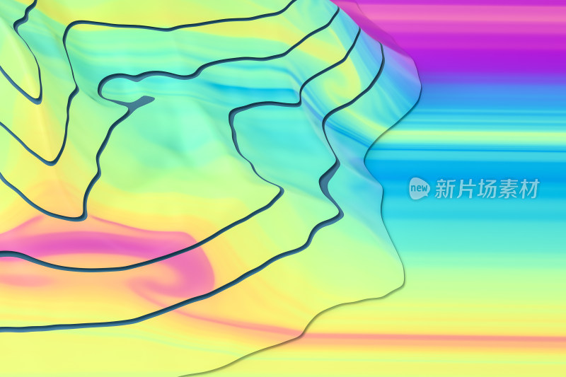 等高线三维概念背景 3D渲染